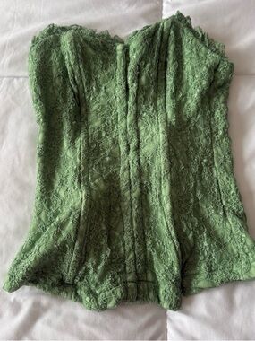 Vintage Fairycore Lace Corset Top Sage Green Dream Small
